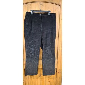 L.L.Bean Pants Womens 16 Black Classic Fit Straight Leg Slash Pocket Corduroy